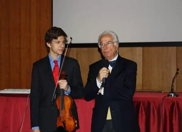 Il Presidente e Francesco prima dell'esibizione