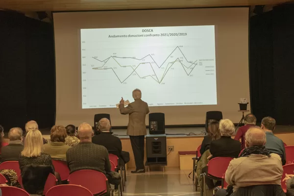 Il Dr. Szego spiega l'andamento delle donazioni 